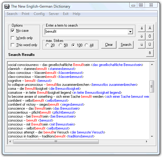 Screenshot for The New English-German Dictionary 3.8.5
